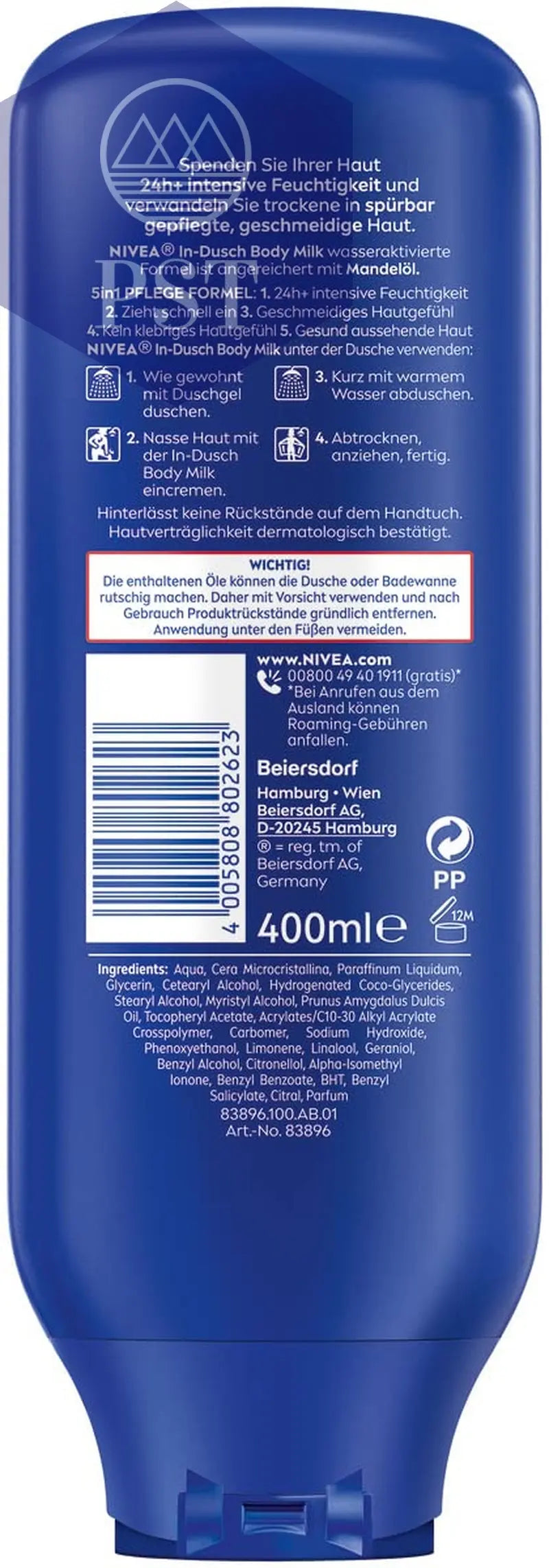 NIVEA In-Dusch Body Milk 400ml Creme 5In1 Body Lotion Feuchtigkeit PST PS Tradings PST PS Tradings PST PS Tradings