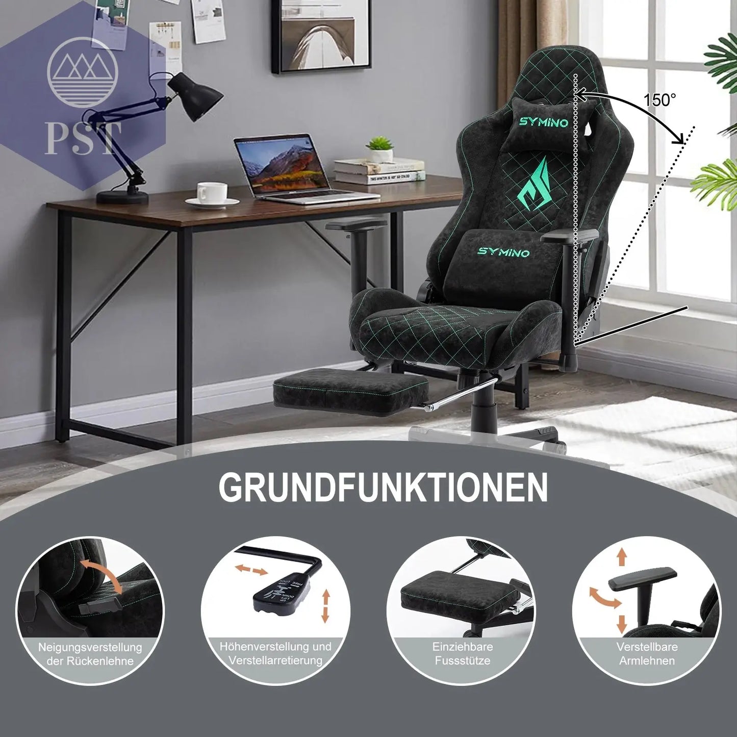 Symino Gaming Stuhl mit Fußstütze & Lederdesign PST PS Tradings Stuhl PST PS Tradings PST PS Tradings