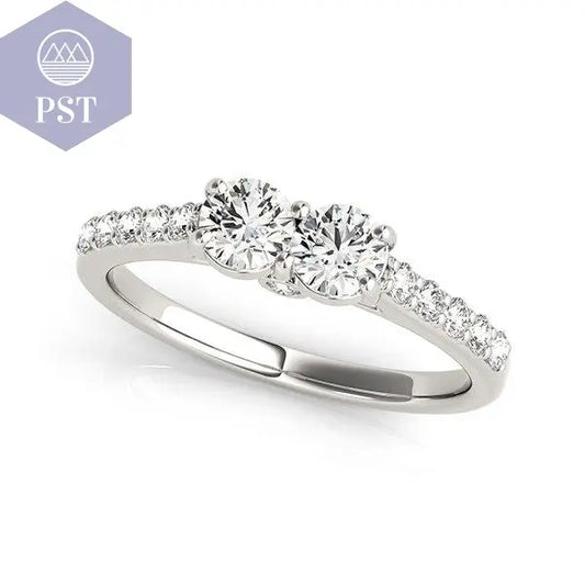14k White Gold Round Two Stone Diamond Ring (3/4 cttw) PST PS Tradings Diamantring PST PS Tradings 6inches PST PS Tradings
