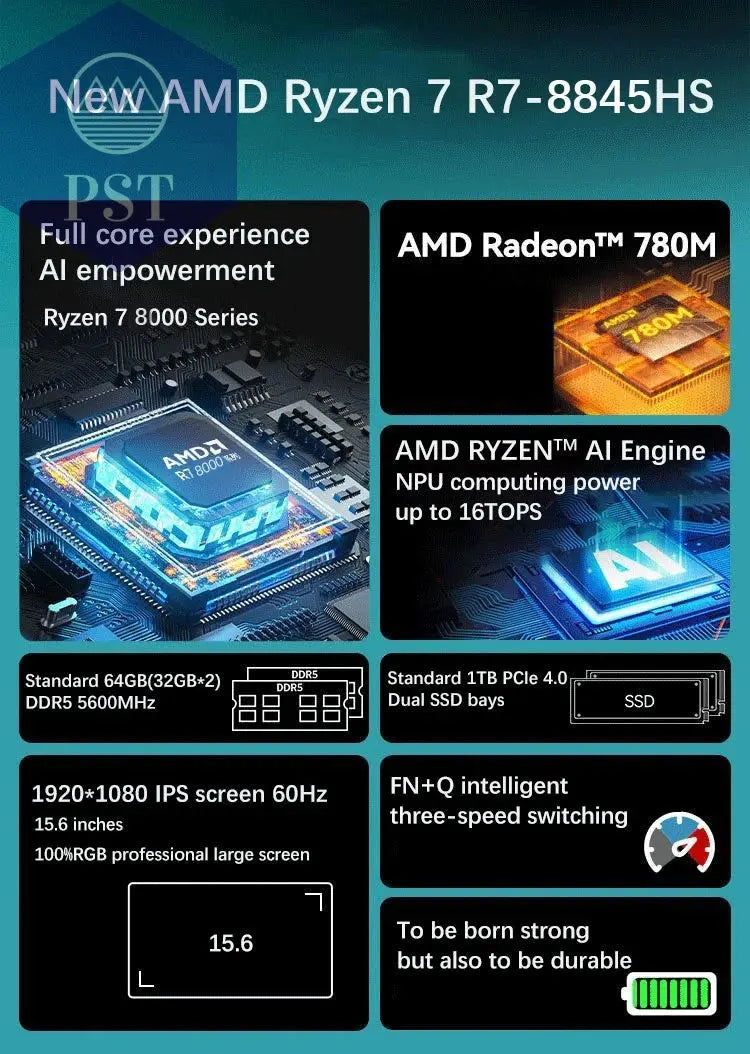 16 Zoll Laptop Ryzen 9 64GB 2TB PST PS Tradings Laptop Laptop