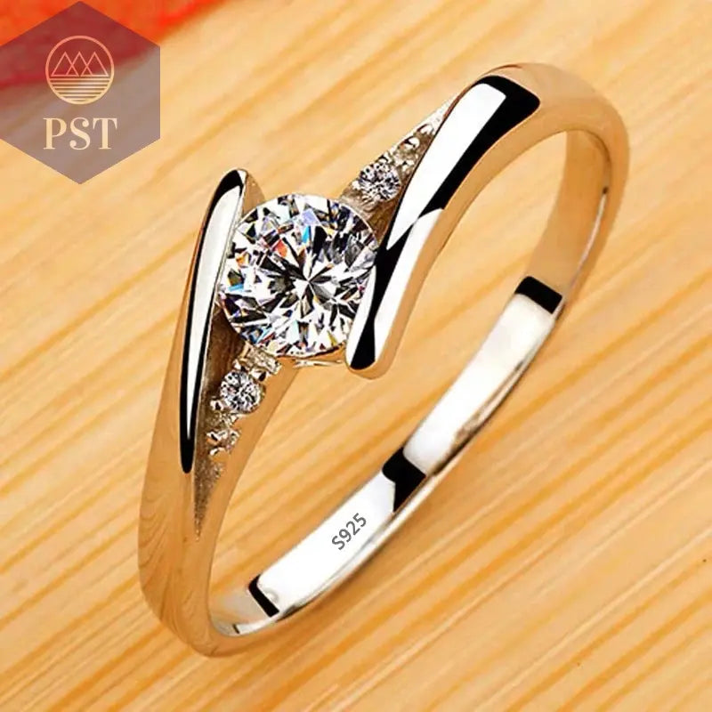 18K White Gold Zirconia Ring PST PS Tradings  PST PS Tradings 5-R036 PST PS Tradings 18K White Gold Zirconia Ring
