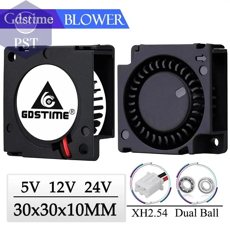2 Pieces Gdstime DC 5V 12V 24V 30x30x10mm Sleeve Dual Ball 1 inch Small Mini Blower Cooling Fan 30mm x 10mm 3cm 3010 3D Printer       PST PS Tradings