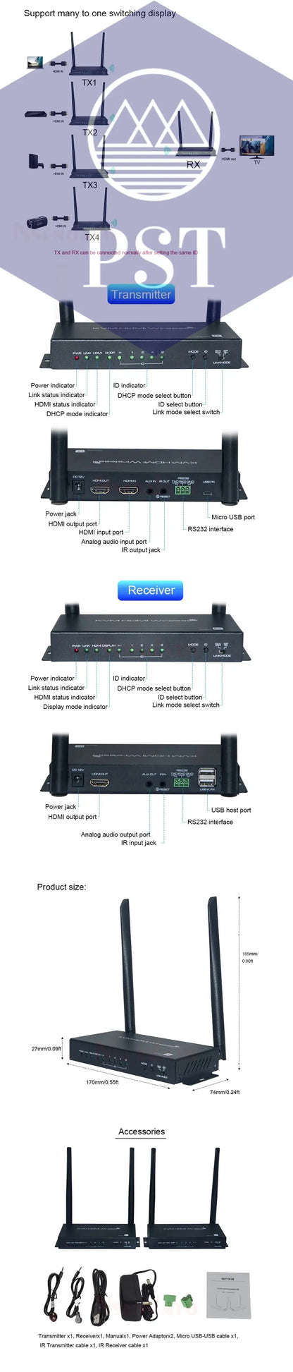 4K Switch Wireless HDMI Video Receiver PST PS Tradings  