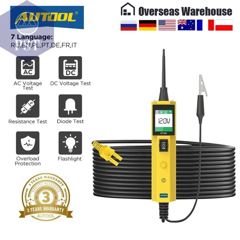 AUTOOL BT260 Car Electrical Circuit Tester Power Probe Automotive Scanner Auto LED Display Voltage Digital Diagnostic Tool pb100 - PST PS Tradings