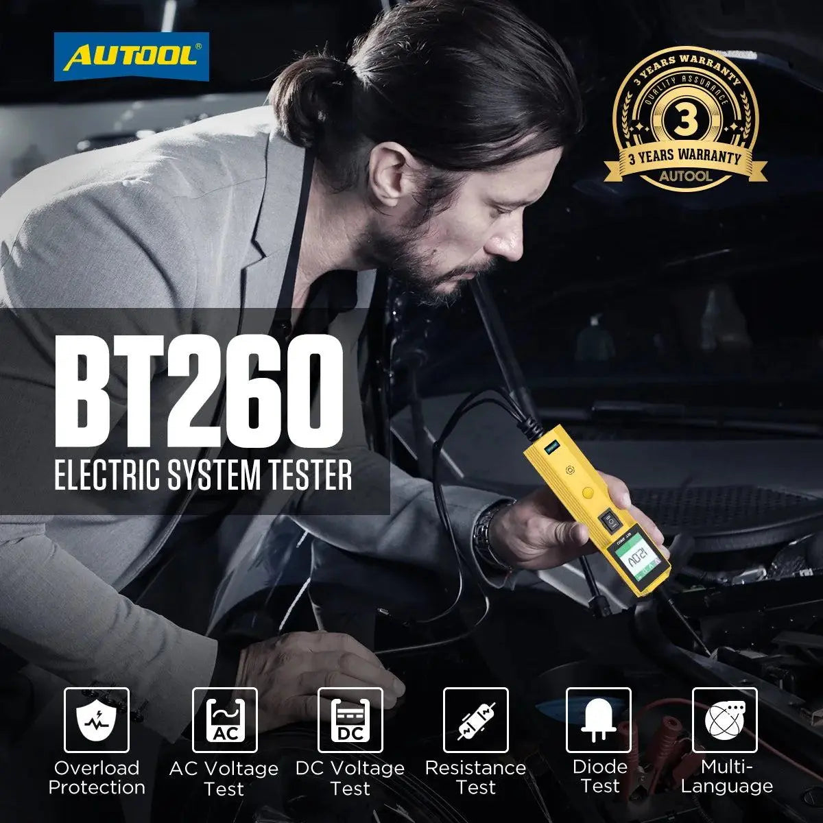 AUTOOL BT260 Car Electrical Circuit Tester Power Probe Automotive Scanner Auto LED Display Voltage Digital Diagnostic Tool pb100 - PST PS Tradings