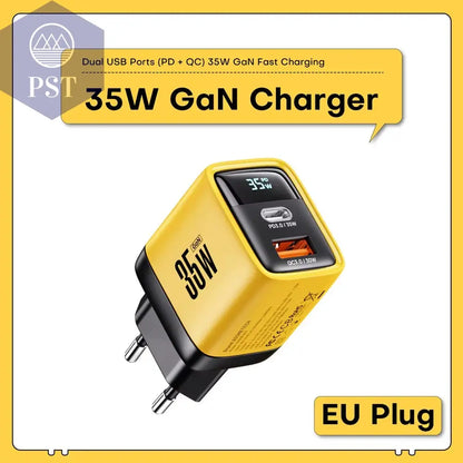 Asome Tech 35W Gan Ladegerät Led Display Qc 3,0 30W 25W Pd Pps Schnell Ladung Usb Typ C Ladegerät Für Iphone 14 Pro Samsung S23 Xiaomi      Eu-Plug PST PS Tradings