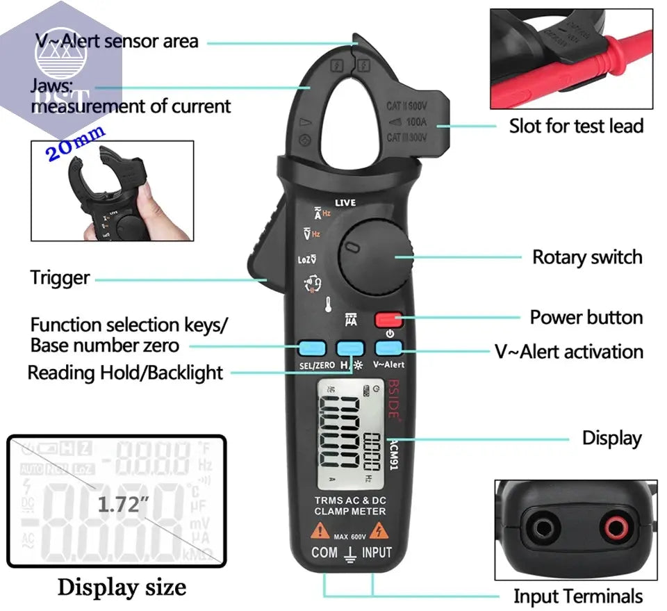 BSIDE Digital Clamp Meter 1mA High-Precision Ammeter Pliers True RMS DC AC Current Car Repair Electrical Temp Tester Multimeter       PST PS Tradings