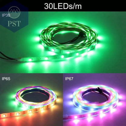 DC5V WS2812B Individually Addressable 5050 RGB Led Strip WS2812 Smart Pixels Led Light Black White PCB Waterproof IP30/65/67       PST PS Tradings