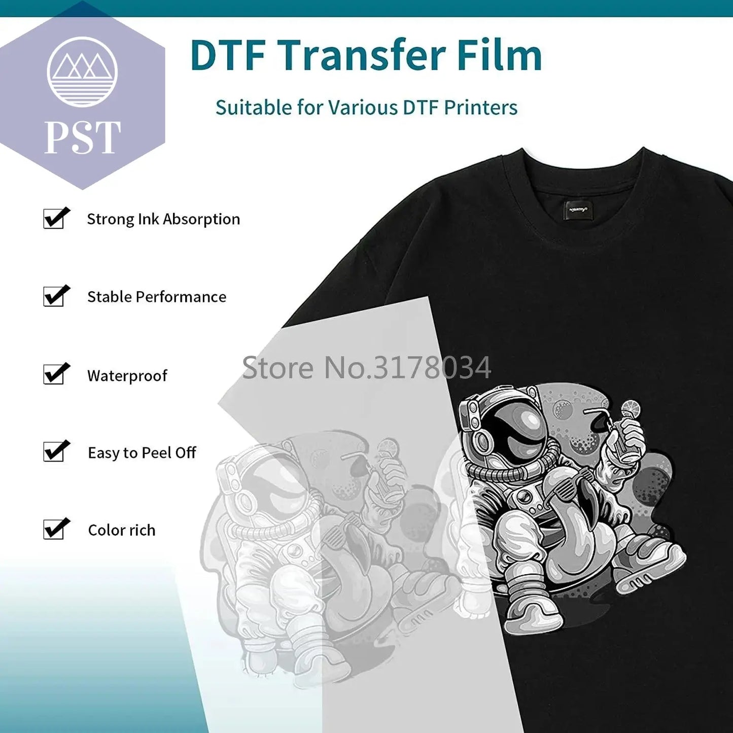 DTF Transfer Film Paper PET Heat Transfer Paper A4 Double-Sided Glossy Clear Pretreat Film for DTF Epson Inkjet Printer - PST PS Tradings