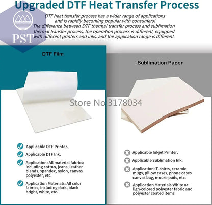 DTF Transfer Film Paper PET Heat Transfer Paper A4 Double-Sided Glossy Clear Pretreat Film for DTF Epson Inkjet Printer - PST PS Tradings
