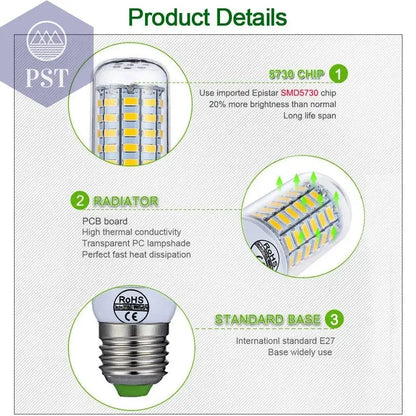 E27 LED Lamp E14 LED Bulb SMD5730 220V Corn Bulb 24 36 48 56 69 72LEDs Chandelier Candle LED Light For Home Ampoule       PST PS Tradings
