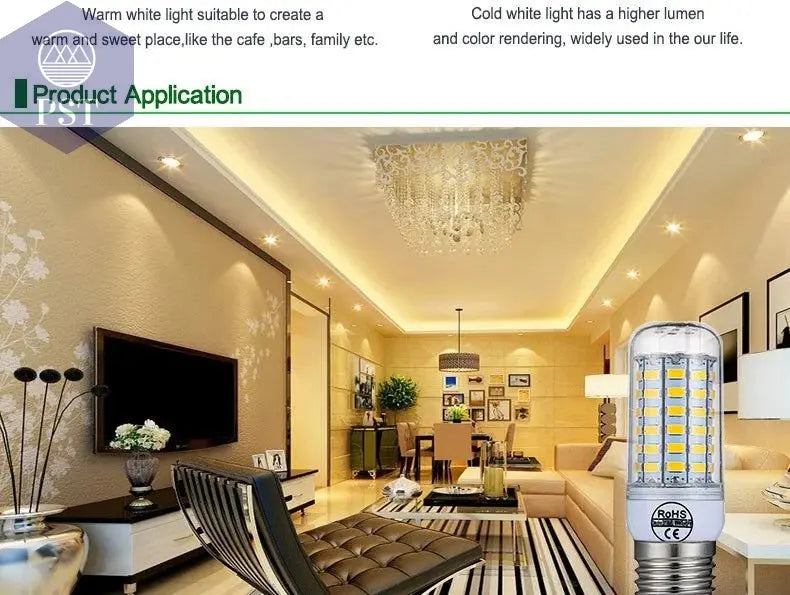 E27 LED Lamp E14 LED Bulb SMD5730 220V Corn Bulb 24 36 48 56 69 72LEDs Chandelier Candle LED Light For Home Ampoule       PST PS Tradings