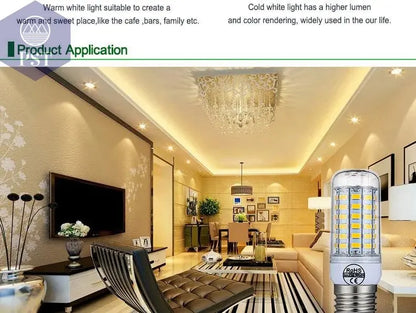 E27 LED Lamp E14 LED Bulb SMD5730 220V Corn Bulb 24 36 48 56 69 72LEDs Chandelier Candle LED Light For Home Ampoule       PST PS Tradings