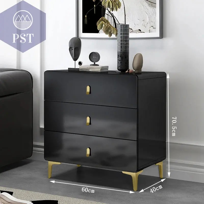 Elegante Minimalist Kommode für Ihr Zuhause PST PS Tradings  PST PS Tradings Black-gold-3drawer PST PS Tradings