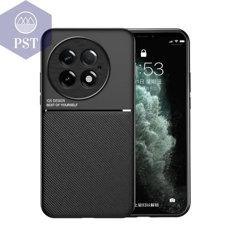 For OnePlus 13 5G Case Leather Car Magnetic Holder Phone Cases for OnePlus 13 OnePlus13 1+13 5G Silicone Shockproof Back Cover - PST PS Tradings