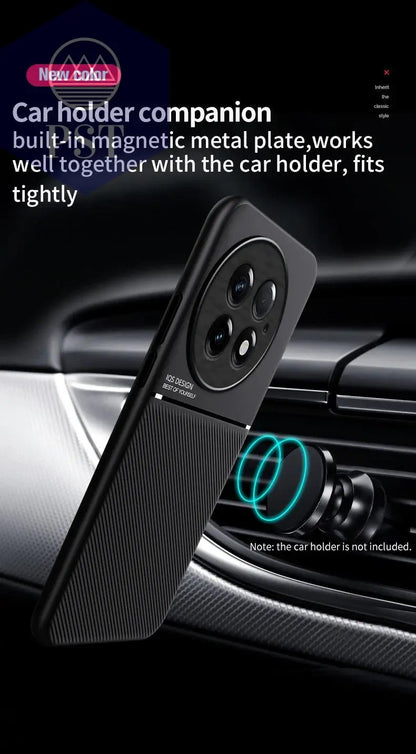 For OnePlus 13 5G Case Leather Car Magnetic Holder Phone Cases for OnePlus 13 OnePlus13 1+13 5G Silicone Shockproof Back Cover - PST PS Tradings