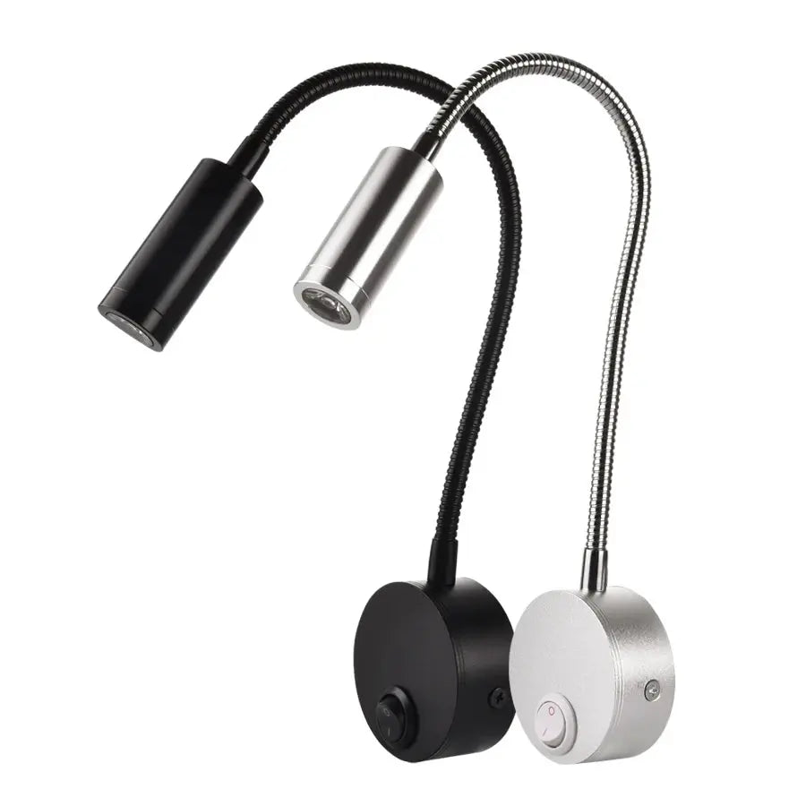Wand Lampe 3W Home Hotel Loft Nacht Lesen Buch Schwarz Silber Licht Flexiable AUF/OFF Schalter 90-260V Spot LED Lampe       PST PS Tradings