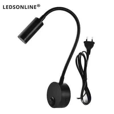 Wand Lampe 3W Home Hotel Loft Nacht Lesen Buch Schwarz Silber Licht Flexiable AUF/OFF Schalter 90-260V Spot LED Lampe       PST PS Tradings