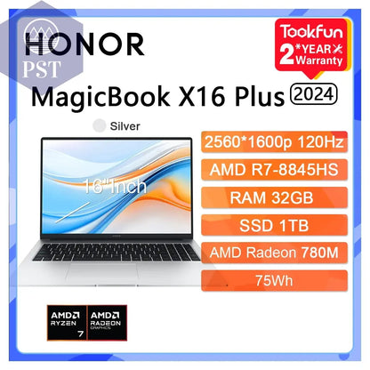 HONOR MagicBook X16 Plus AMD Ryzen R7 8845HS Laptop 16Zoll FHD QHD Notebook 2.5K PST PS Tradings Laptop PST PS Tradings 32GB-1TB-2.5K120Hz-EU-CHINA PST PS Tradings