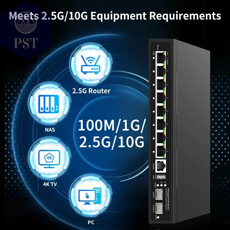 HORACO 2.5Gb 8-Port PoE Switch mit 10G SFP+ PST PS Tradings Netzwerkswitch PST PS Tradings  PST PS Tradings HORACO 2.5Gb 8-Port PoE Switch mit 10G SFP+ Netzwerkswitch