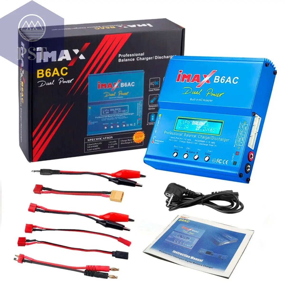 HTRC iMAX B6AC 80W 6A Lipo Charger Balancer For Nimh Nicd Lipo LiFe Li-ion Pb Battery LCD Screen Display RC Charger Discharge       PST PS Tradings