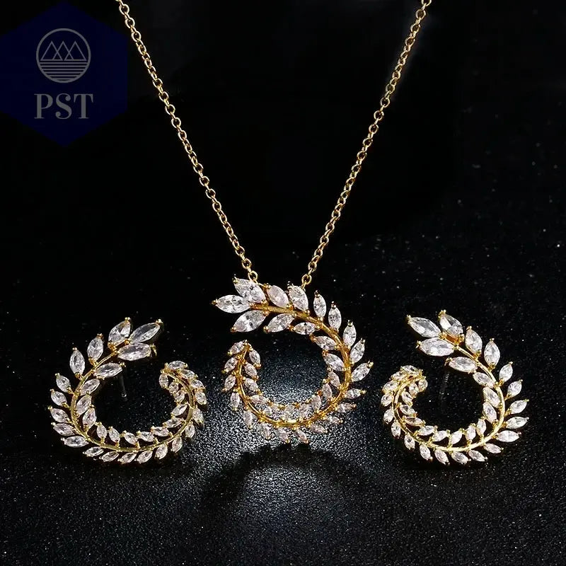 LXOEN Marquise Cut Flower Zirconia Crystal Long Drop Earrings for Women Shiny Leaf CZ Stone Bridal Wedding Jewelry       PST PS Tradings