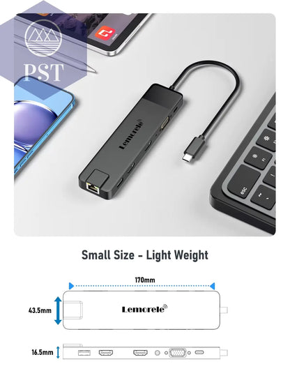 Lemorele 4K USB Hub USB C Auf Dual HDMI VGA Gigabit Dockingstation USB 3.0 VGA Adapter Sd-Kartenleser Für Windows Macbook Air PST PS Tradings  PST PS Tradings  PST PS Tradings