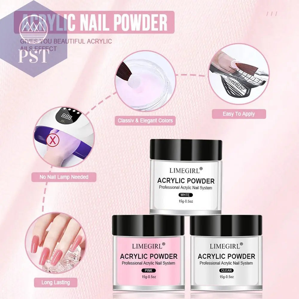 Limegirl Acrylic Powder Set Pink White Clear Acrylic Nail Kit for Nails Extension Professional Nail Art Acrylic Liquid Set  nail extension set     PST PS Tradings