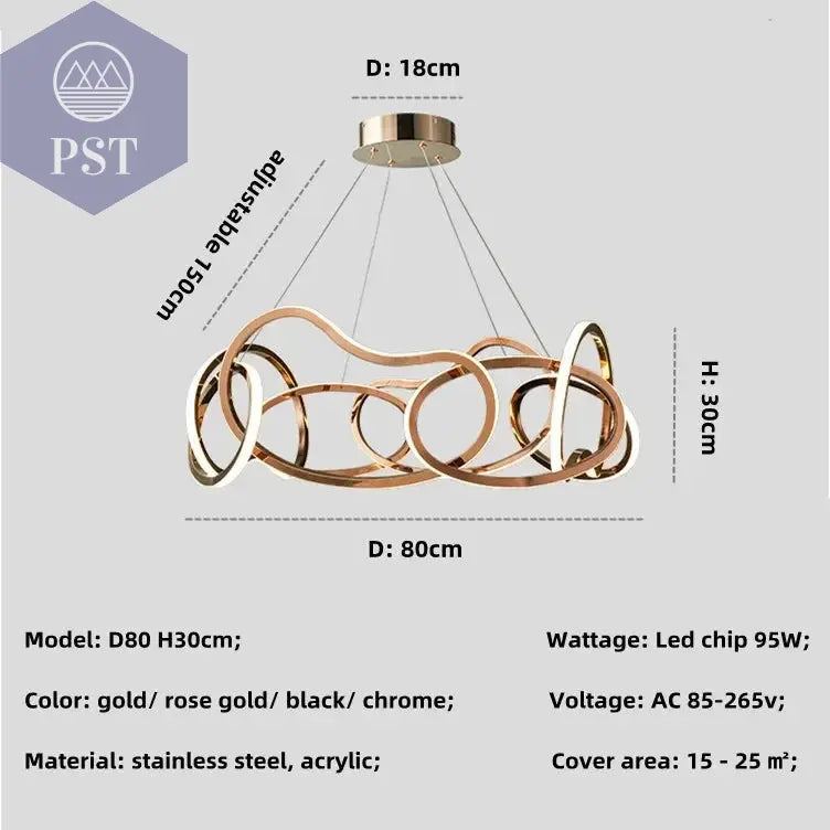 Luxuriöse Dimmbare Pendelleuchte Esstisch Leuchter Wohnzimmer Beleuchtung PST PS Tradings Pendelleuchte PST PS Tradings gold-in-stock-D80cm-98W-neutral-light-4200K PST PS Tradings
