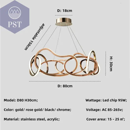 Luxuriöse Dimmbare Pendelleuchte Esstisch Leuchter Wohnzimmer Beleuchtung PST PS Tradings Pendelleuchte PST PS Tradings gold-in-stock-D80cm-98W-neutral-light-4200K PST PS Tradings