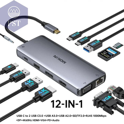 MOKiN 14-in-1 USB C Hub mit HDMI und VGA PST PS Tradings  PST PS Tradings 12-IN-1-HDMI-VGA-Poland PST PS Tradings