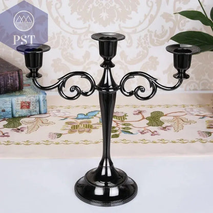 Metal Gold Bronze Plated Candle Holder Retro 3-Arms Candelabra For Wedding Prop Candlelight Dinner Hotel Home Decoration - PST PS Tradings