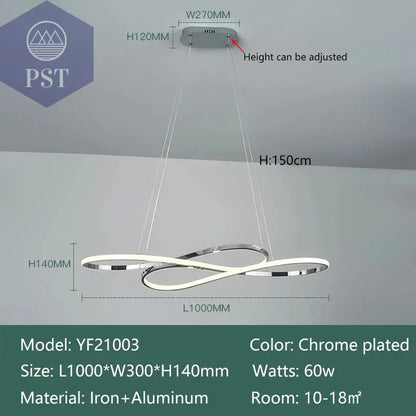 Moderne LED Deckenleuchte Pendelleuchte Beleuchtung Schwarz/Gold PST PS Tradings Deckenleuchte PST PS Tradings Dimmable-RC-With-App-L1000mm-Chrome PST PS Tradings