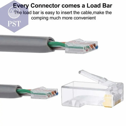 NASTAKO 20/50/100pcs Cat6 RJ45 Connector UTP Cable Ethernet Jack 8P8C Network CAT6 Cat5e Modular Plugs with 6.5mm RJ45 Caps - PST PS Tradings