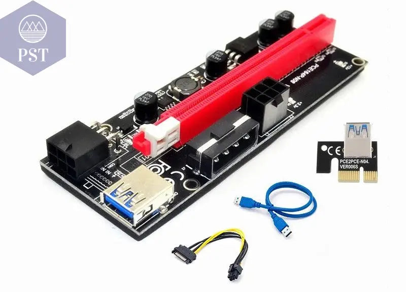 New PCI-E Riser 009 Express 1X 4x 8x 16x Extender PCI E USB Riser 009S GPU Dual 6Pin Adapter Card SATA 15pin for BTC Miner - PST PS Tradings