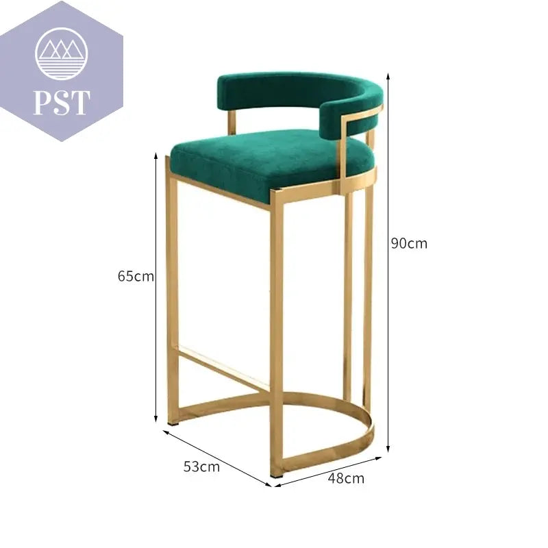 Premium Gold Barhocker Nordic Hochwertige italienische Rückenlehne Partystühle Rundes Kissen Bequeme Taburetes De Barmöbel       PST PS Tradings