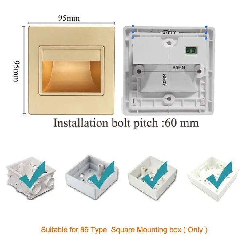 Einbau in LED-Treppen licht 85-265V Wand leuchte Beleuchtung Schritt Treppe Gang Lampen warm kühl weiß Keller Durchgang Fuß lichter       PST PS Tradings