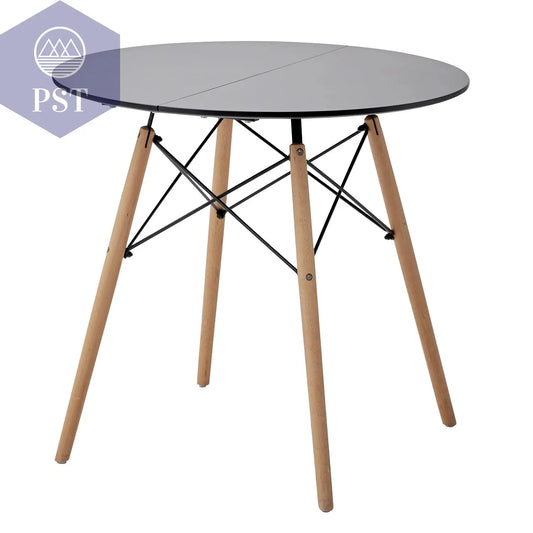 Scandinavian Round Dining Table - 80CM Space-Saver PST PS Tradings  PST PS Tradings Black-GERMANY PST PS Tradings Scandinavian Round Dining Table - 80CM Space-Saver