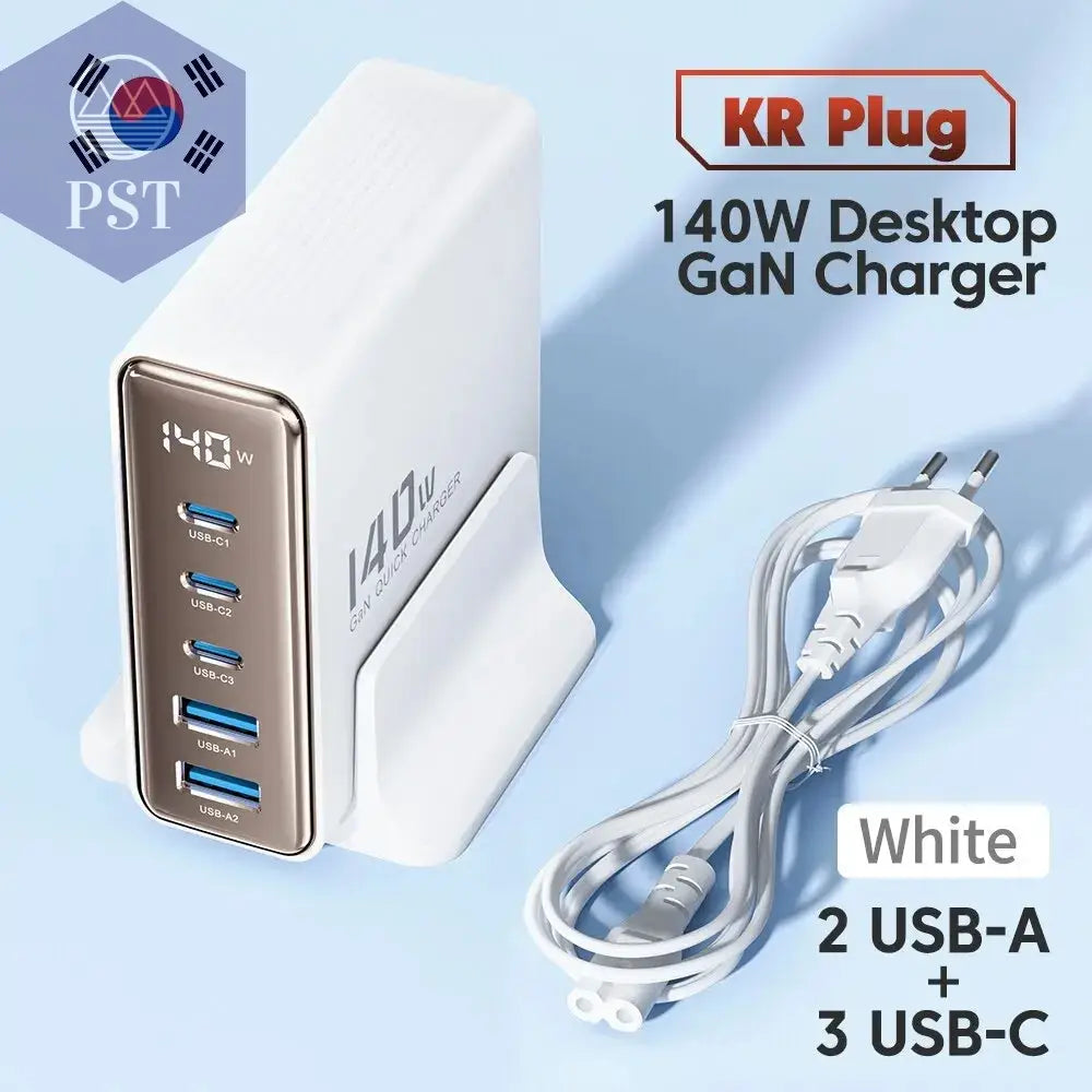 Toocki 140W GaN USB Charger 5in1 Desktop Fast Charge PST PS Tradings   Toocki 140W GaN USB Charger 5in1 Desktop Fast Charge