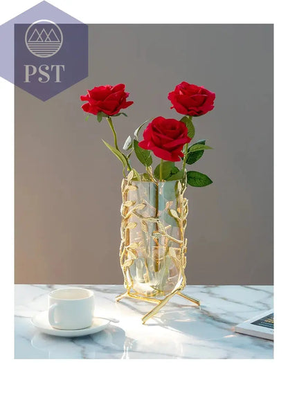 Vase golden Glas Metall Dekor PST PS Tradings Deko Deko