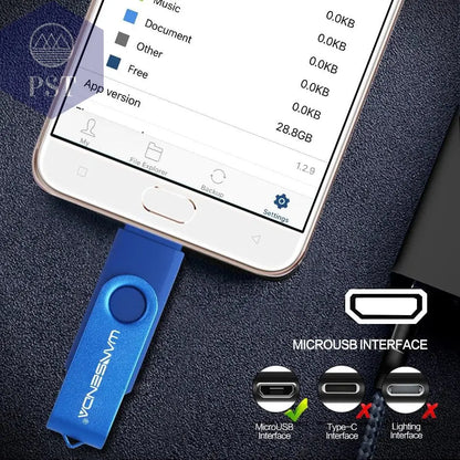 Wansenda OTG USB Flash Drive 256GB 128GB 64GB 32GB 16GB 8GB Cle USB Pendrive For Android Phone/Tablet /PC USB 2.0 Thumb Drive       PST PS Tradings