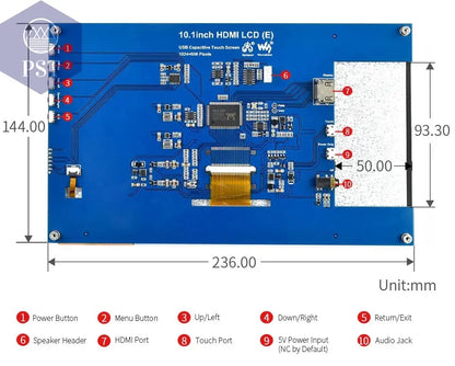 Waveshare 10,1 Zoll kapazitiver Touchscreen-LCD (E), 1024 x 600, HDMI, vollständig laminierter Bildschirm, unterstützt Raspberry Pi, Jetson Nano  Electronics     PST PS Tradings