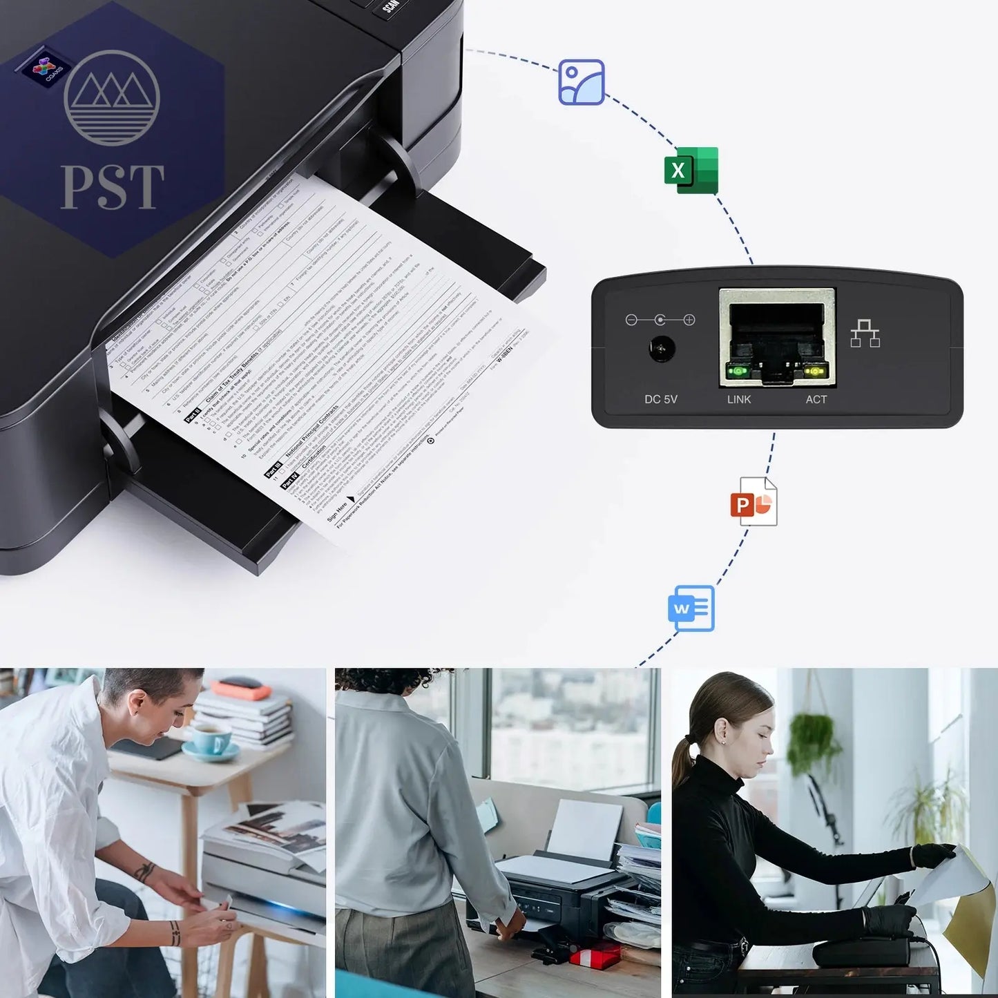 Wavlink USB 2,0 LRP Teilen ein LAN Ethernet Vernetzung Drucker Power Adapter USB HUB 100Mbps netzwerk druck server UNS  Electronics     PST PS Tradings