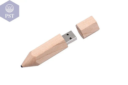 Wooden Pencil USB Flash Drives Free Custom Logo Pen Drive Maple Wood Real Capacity Memory Stick 64GB/32GB/16GB/8G/4G Gift U Disk - PST PS Tradings